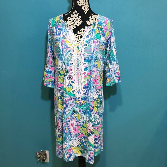 Lilly Pulitzer Dresses & Skirts - Lilly Pulitzer Wish You Were Here Crochet Print Woman's Dress Size Medium M 2020